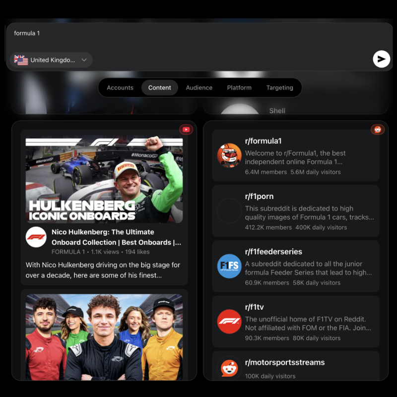 socialdatabase's tweet photo. We built Socialdatabase, the search engine for the social web.

Enter one prompt, get:
- Top accounts across platforms
- Trending content in your niche
- Deep audience insights
- Targeting packs

In Beta and it’s 100% FREE for early adopters. Your honest feedback is appreciated.