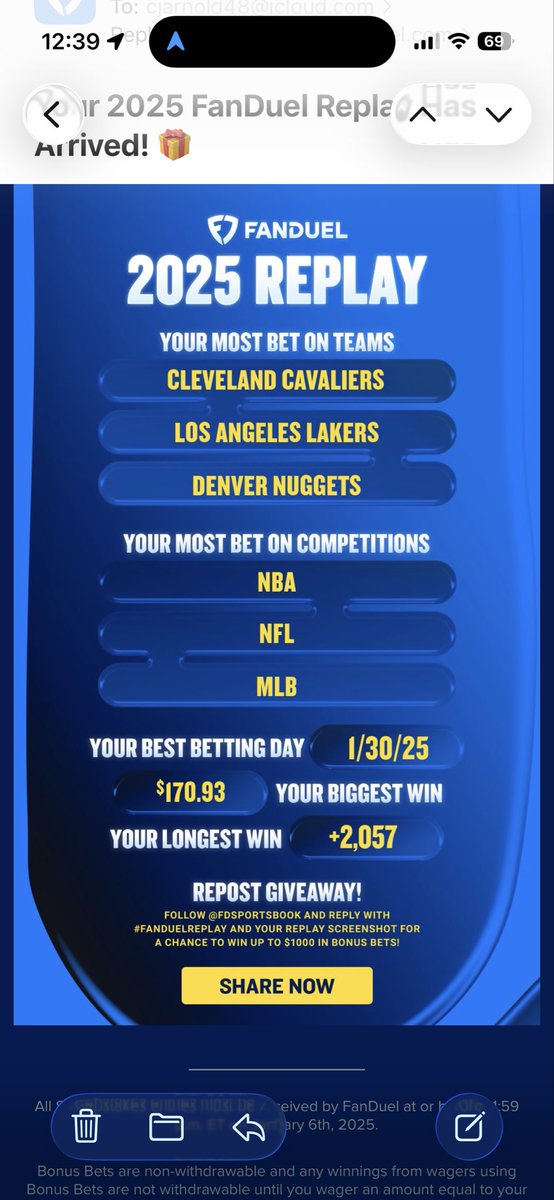 Arny48's tweet photo. @FDSportsbook #FanDuelReplay https://t.co/lG6tREIjxM