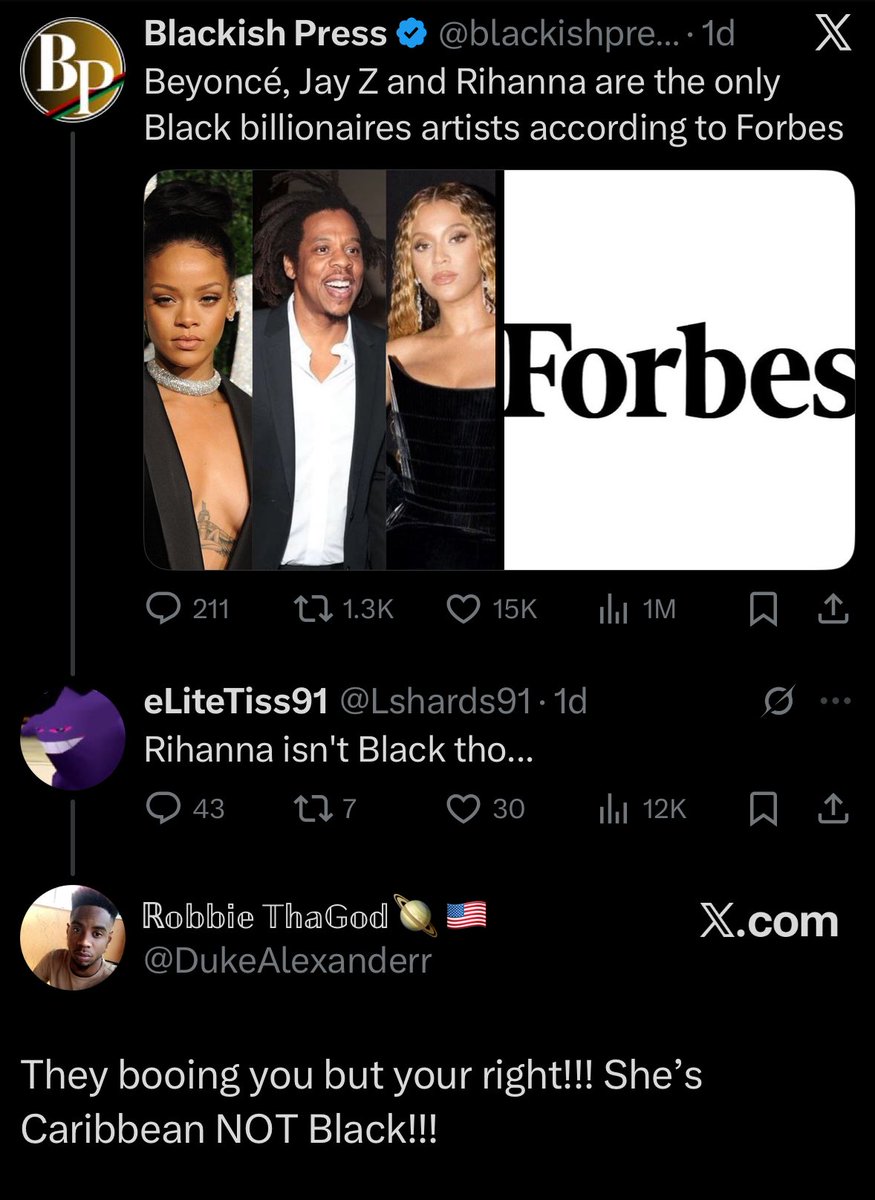 the difference between race, ethnicity and nationality be kicking yall ass, wym Rihanna not black? 🫩