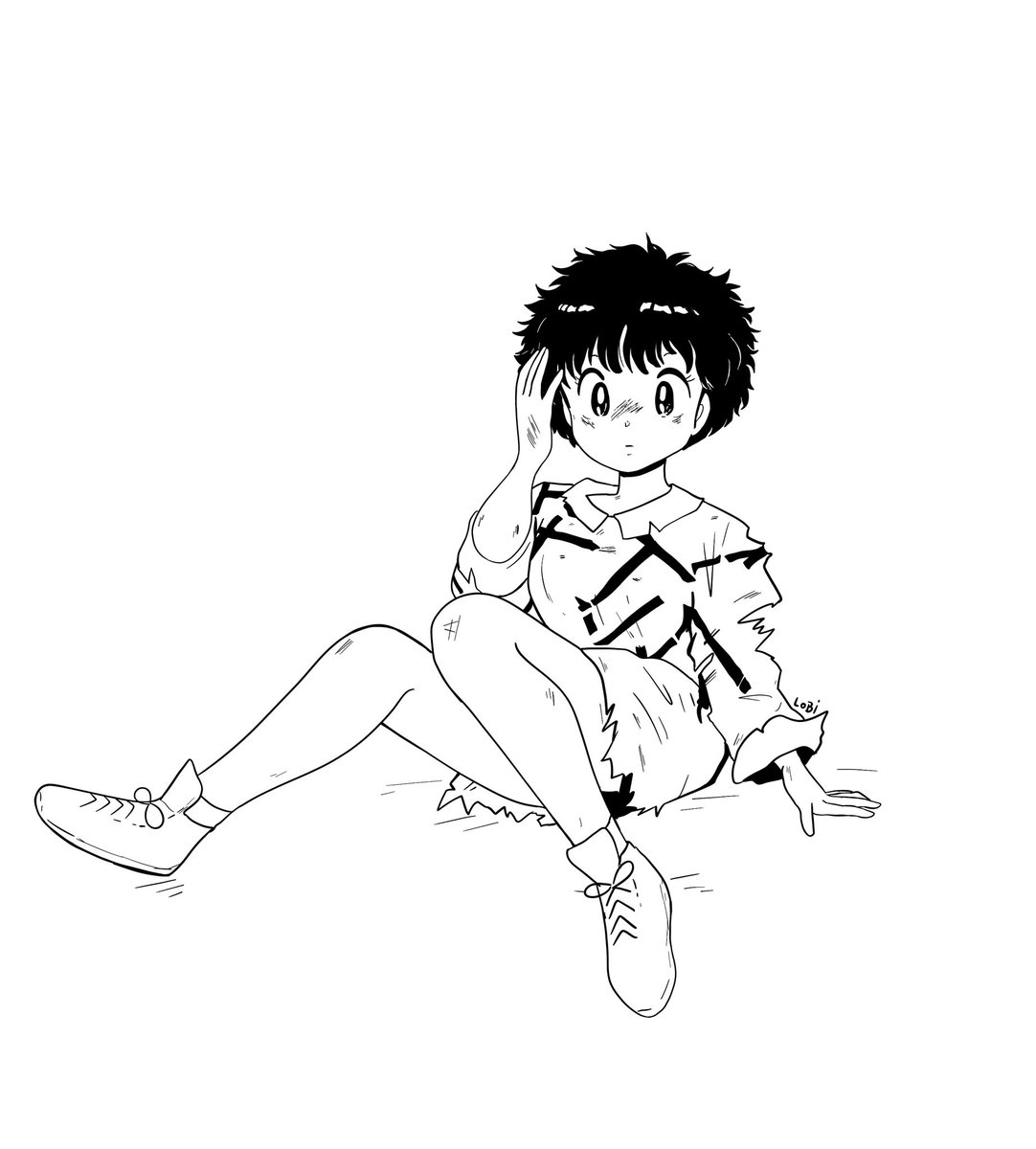 wolfiverse's tweet photo. I always wished the page where Akane's messy hair appears was complete, showing her full figure. I took it upon myself to fix that, hehe 🥰 #らんまアニメ #ranma https://t.co/vLDC6UnUZC