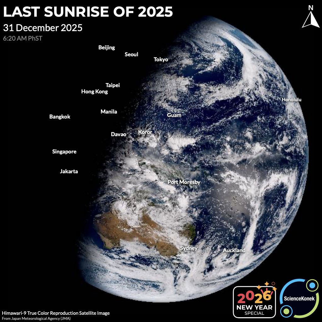 sciencekonek's tweet photo. #SciFeature 𝗙𝗜𝗡𝗔𝗟 𝗦𝗨𝗡𝗥𝗜𝗦𝗘 𝗢𝗙 𝟮𝟬𝟮𝟱 🌅

As we wake up with the light from the last sunrise of 2025, let's pause to celebrate the lessons, growth, and memories this year has brought us. 

With hearts full of hope and minds set on new possibilities, we step boldly into #NewYear2026, ready to embrace fresh beginnings and exciting adventures!