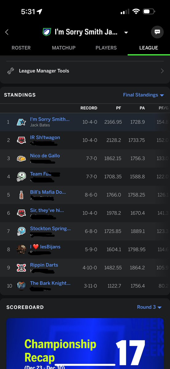 JBatesss802's tweet photo. Dynasty League 🔒

Can confirm, dynasty championships are sweeter than any other https://t.co/z32fvYM5zR
