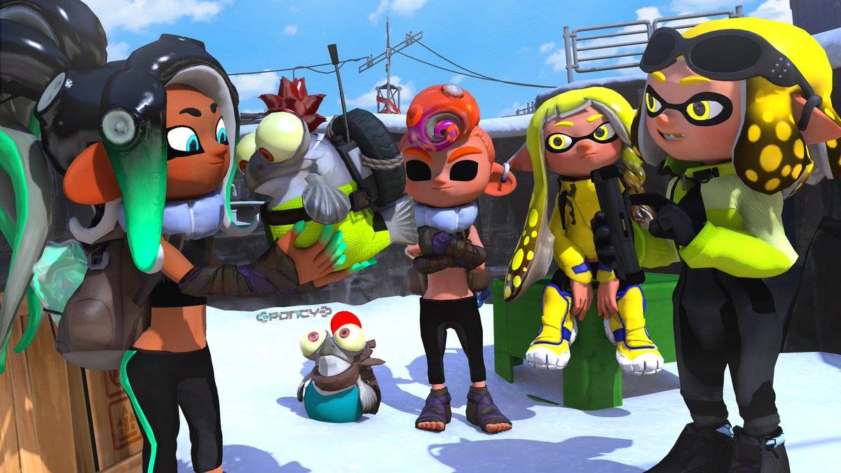 "All systems online; Scraffy is ready to be our little personal spy."

"Look how cute he is with this uniform!"

"That's my boy."

#スプラトゥーン #splatoon #splatoonart #splatoon3