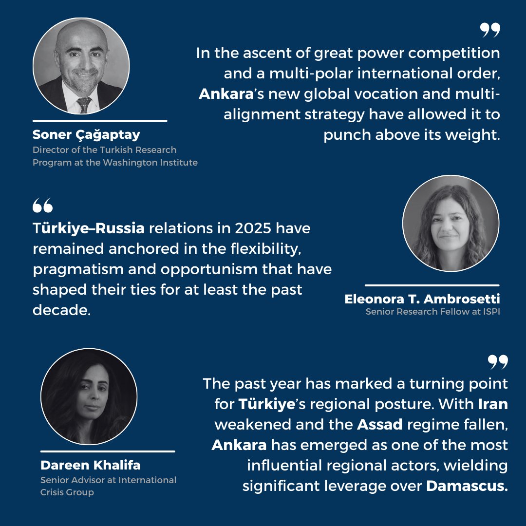 🗺️🇹🇷 In 2025, Turkish foreign policy evolved under heightened strategic centrality and enduring political constraints.

📌 Six experts assess key dynamics of 2025 and possible trajectories for 2026 👇

🔗 bit.ly/49tZ1SC