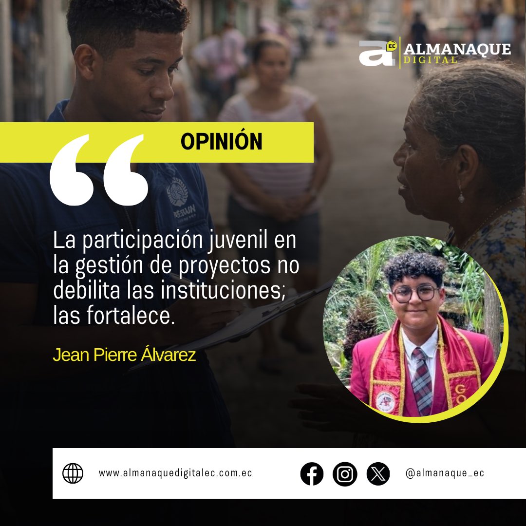 🌱 OPINIÓN | Jean Pierre Álvarez Silva
Cuando se abren espacios, la política se humaniza, las instituciones se fortalecen y las soluciones dejan de ser promesas para convertirse en acciones.

📰 Les invitamos a leer el artículo completo 👉 almanaquedigitalec.com.ec