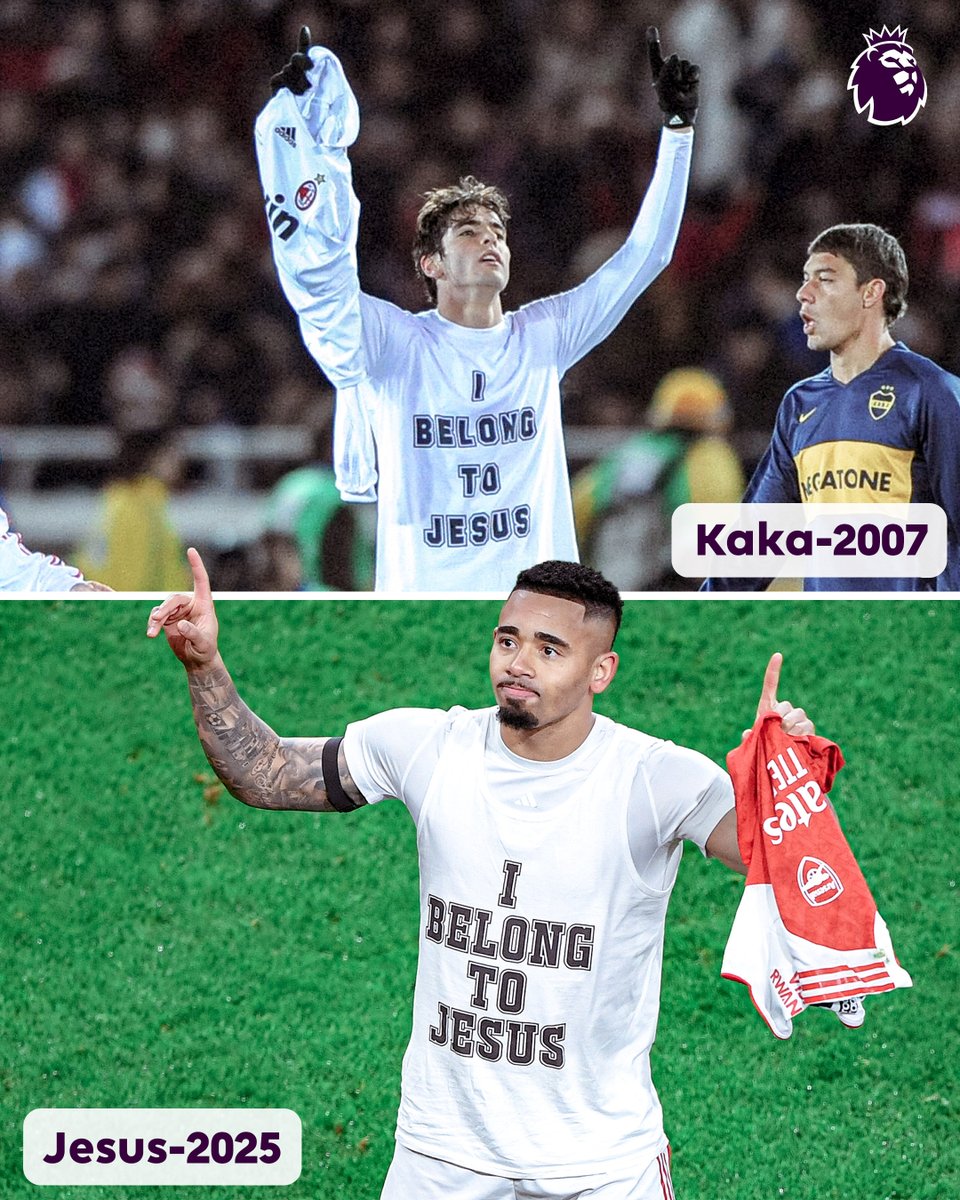 premierleague's tweet image. Gabriel Jesus used Kaka's iconic celebration after scoring his first goal since returning from injury 🇧🇷❤️