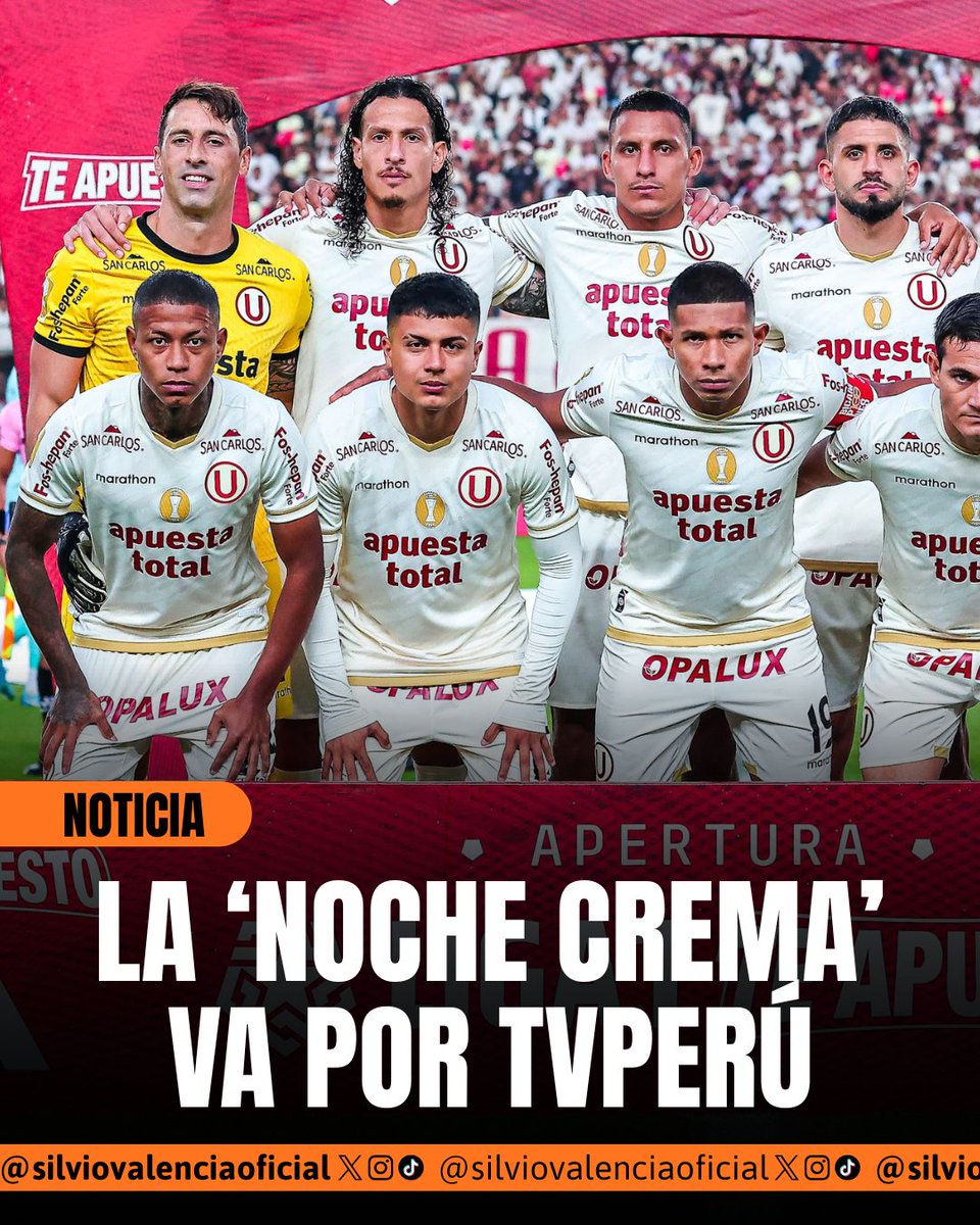 SilvioValencia2's tweet image. 🚨📺 ¡ÚLTIMO MINUTO! TVPerú transmitirá la 'Noche Crema'. Este evento se llevará a cabo el 24 de enero de 2026, donde Universitario de Deportes enfrentará a las 8:30 p.m. a la Universidad de Chile en el estadio Monumental.