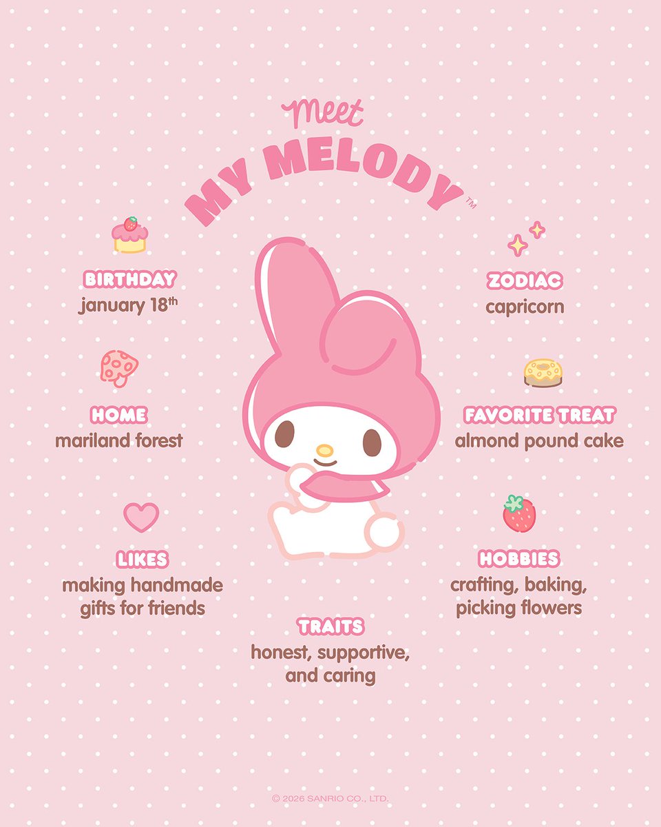sanrio's tweet image. Start the new year with our Friend of the Month for January: My Melody 💖