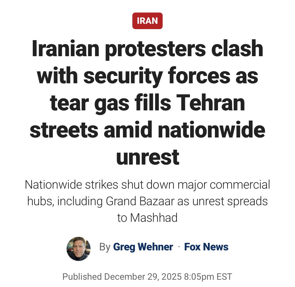 Tehran’s brutal crackdown against its own people is appalling.

The Iranian people deserve better than this feckless and corrupt regime that consistently prioritizes self-gain over the needs of their citizens.

We stand with the Iranians and their right to choose a better path.