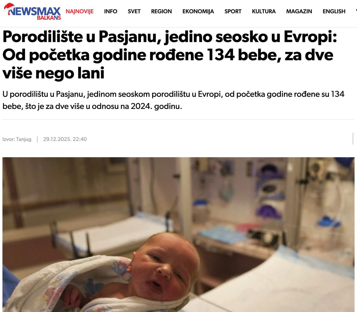 Највећа стопа рађања у Европи тренутно се бележи у српским енклавама јужно од Ибра, на Косову и Метохији, што је истински повод за оптимизам. 

Посебно се истиче српско село Пасјане, недалеко од Гњилана, где је прошле године рођено невероватних 134 бебе, у селу које броји око