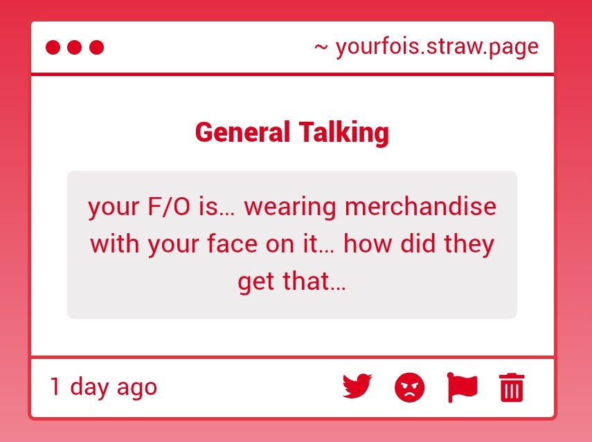 YourFO_Is's tweet photo. 📻 🎶  • Prompt! — 

Your F/O is...wearing merchandise with your face on it?! https://t.co/fSYnX7K8iR