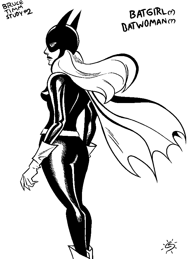 ClockworkSlick's tweet photo. second bruce timm study, this time of batgirl. https://t.co/uUai1Z6vNl
