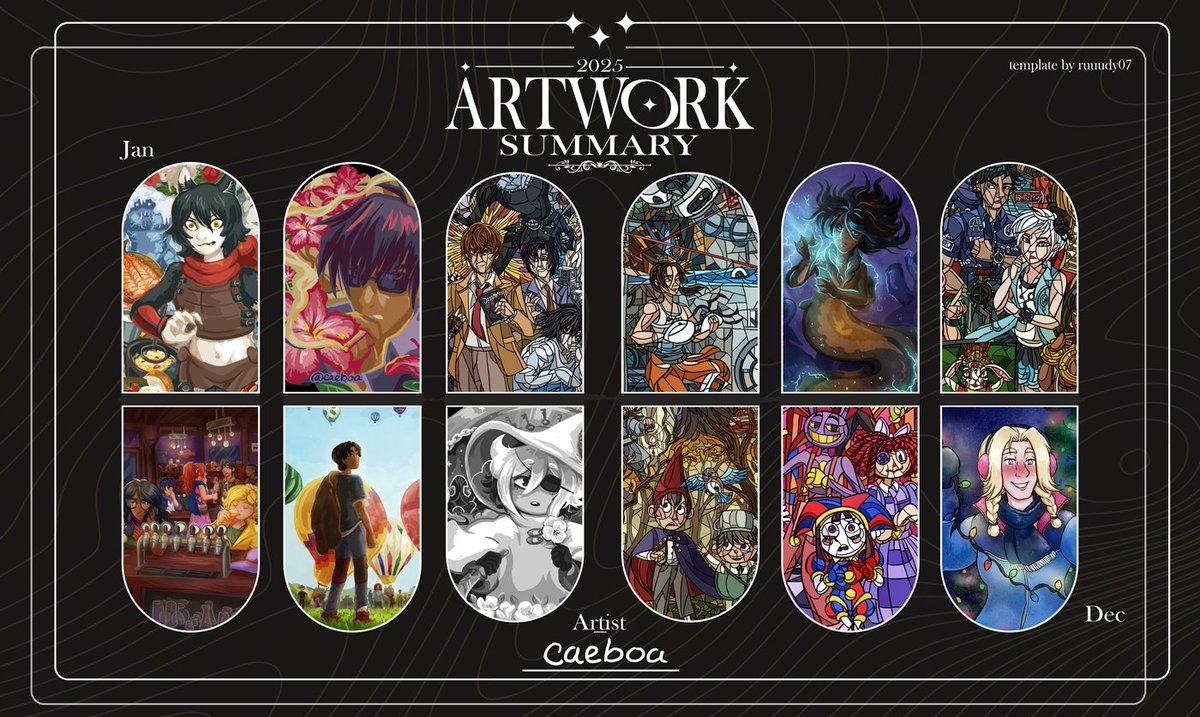 Will probably be posting less art on this platform next year because of feature changes, but here's this year's little retrospect!

#ArtSummary2025