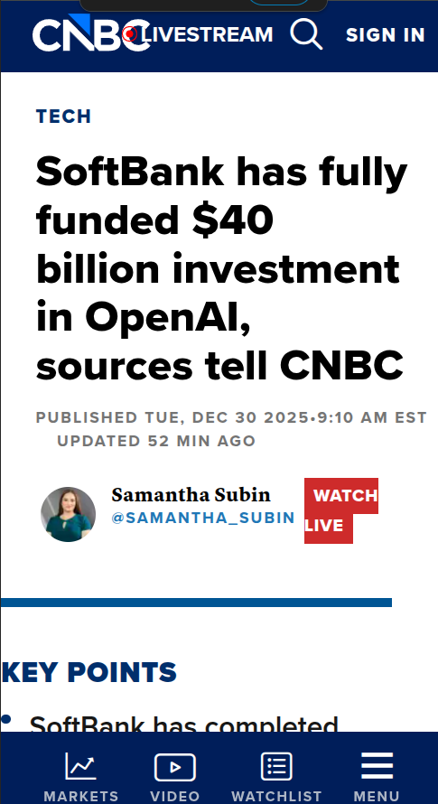 CNBC funding headline