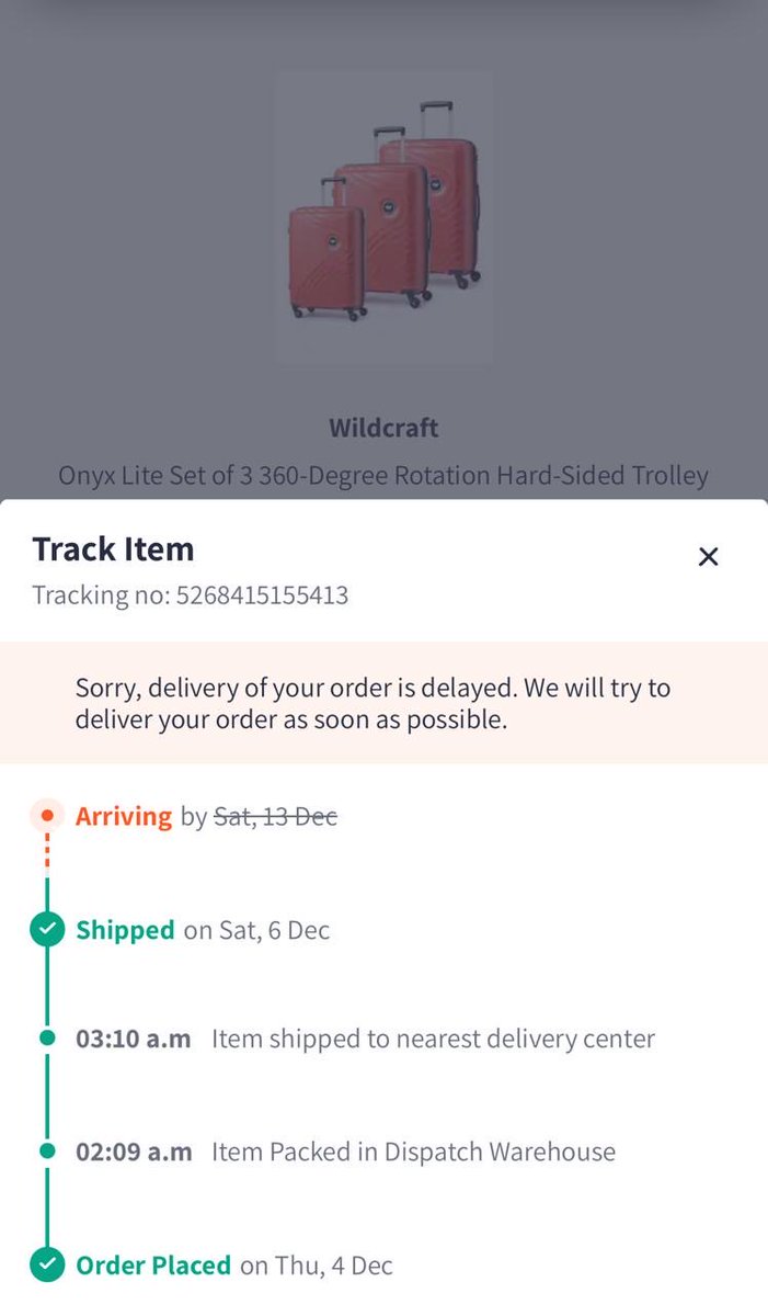pradeepmechi's tweet photo. @myntra @MyntraSupport Extremely disappointed with the delivery experience.
Order placed on 4 Dec, shipped on 6 Dec, and still no delivery - only a vague “sorry for the delay” message.
No clear ETA, no accountability.
Customers deserve better transparency. https://t.co/3kAU4n0cip
