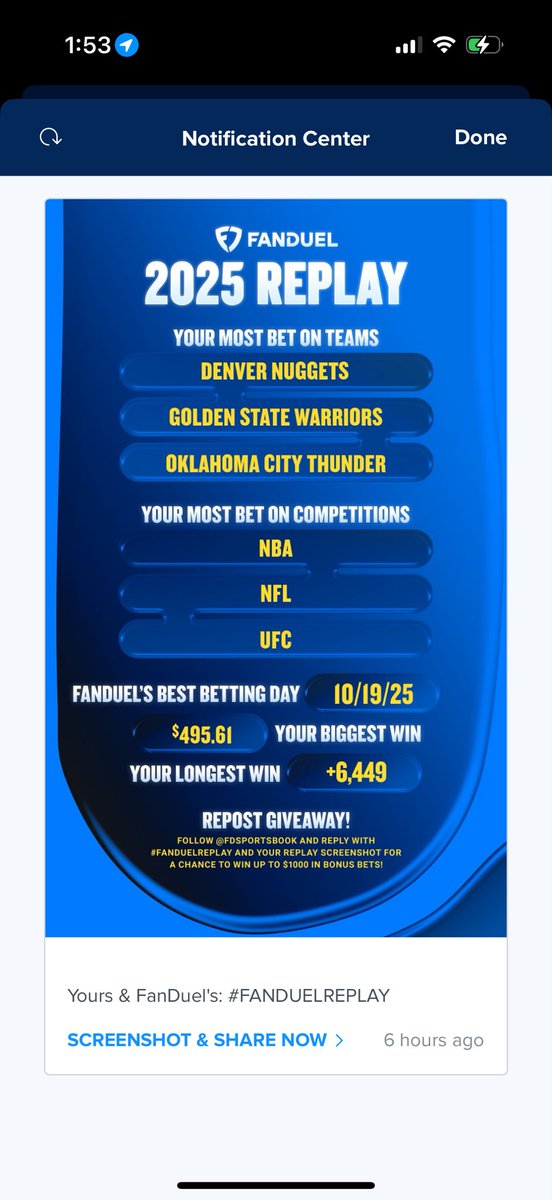 Vfred96HP's tweet photo. @FDSportsbook  #FanDuelReplay https://t.co/AL6VBdS3Id