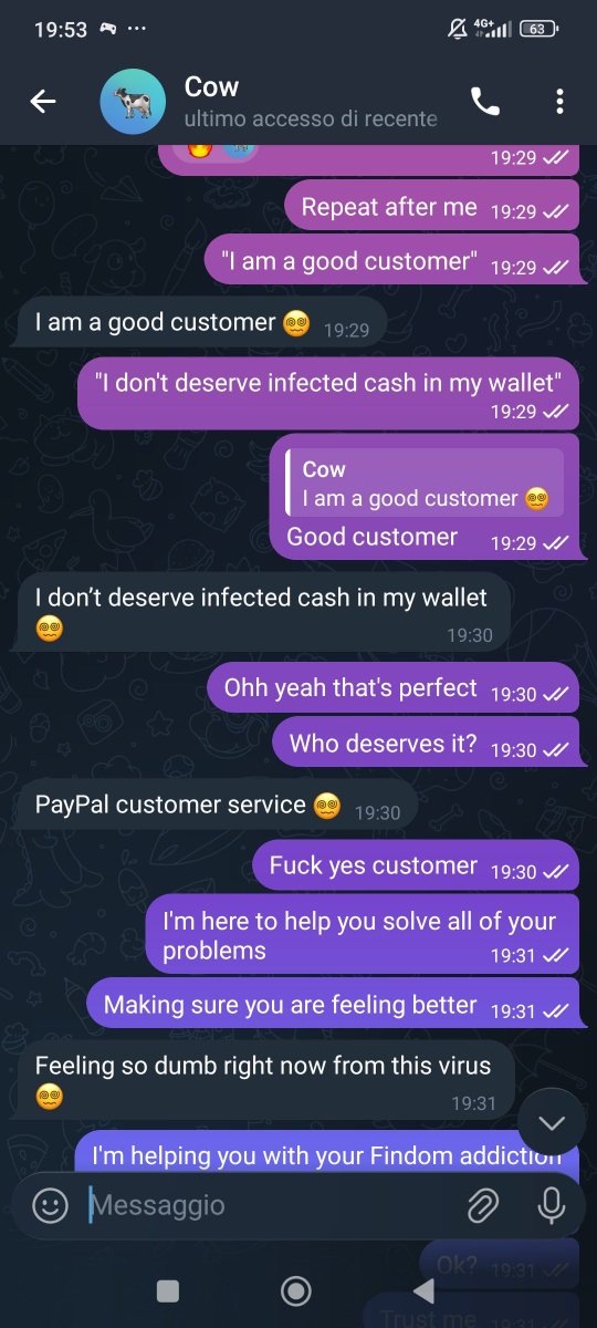 NotAFindomScam's tweet photo. A customer who's PayPal was infected with the Gooner Virus asked for help to the PayPal customer service, unfortunately in order to get rid of the virus his account was zeroed... What a good customer, we will take care of his cash.

+30€ https://t.co/fAWr95AihO