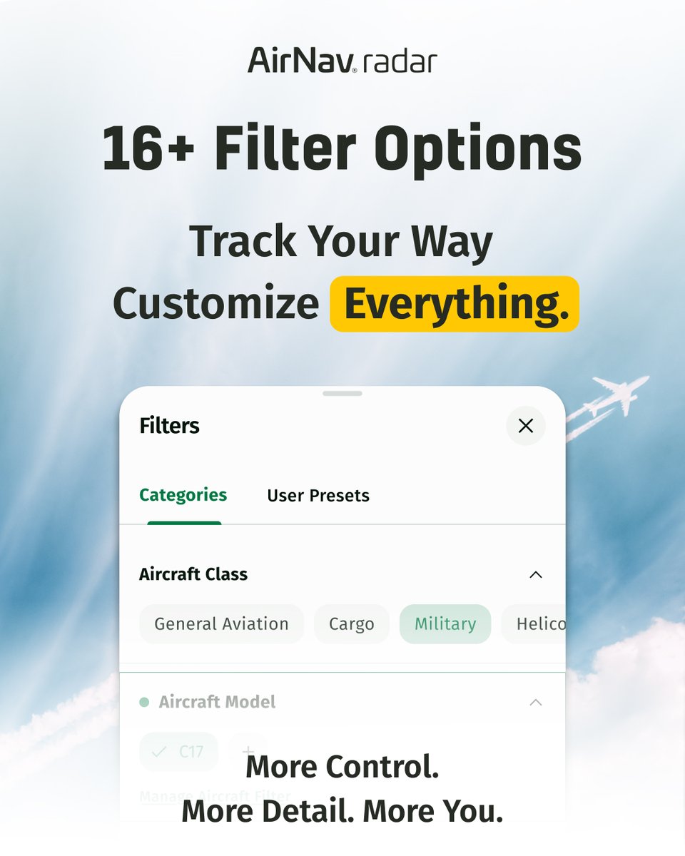 AirNavRadar's tweet image. ⏳ Only 2 days left in our Holiday Season campaign.

 Get up to 25% off and unlock powerful features like ATC Radio and 16+ filter options.

🎧 Track smarter. Listen live. Customize everything: airnavradar.go.link/8tfka

#EndOfYearDeals #HolidayDeals #AirNavRadar #ATCRadio