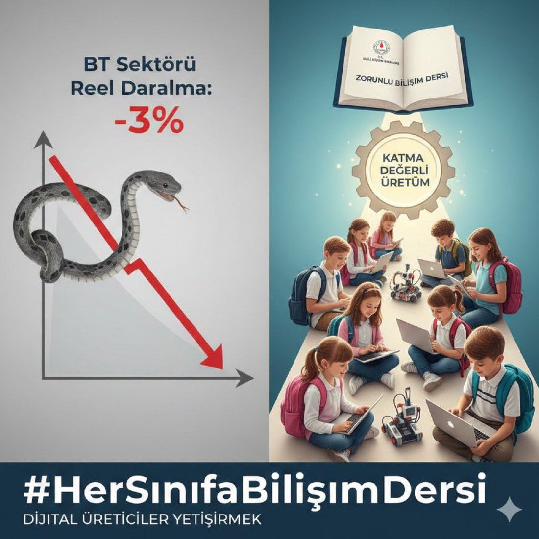 helinuroza's tweet photo. Veliler, meslektaşlarım! Çocuğunuzun gelecekteki banka hesabı, bugün okulda öğrendiği mantık ve algoritmayla şekilleniyor. Bu ses sadece benim değil; kod yazmak isteyen ama bilgisayarı olmayan, dersi boş geçen milyonlarca gencin sesidir. #HerSınıfaBilişimDersi  
@mebpgm @meb_ttkb https://t.co/WGiyos378U