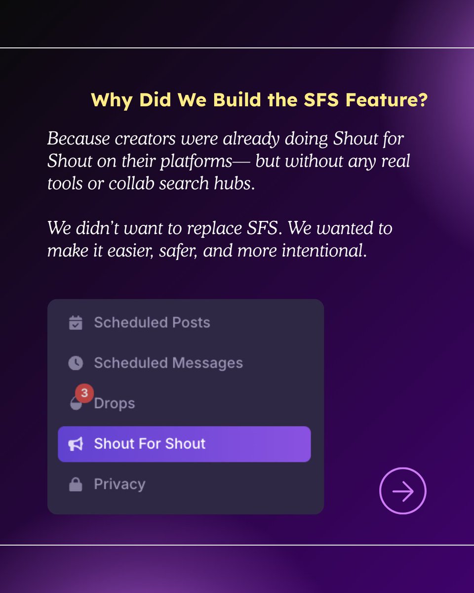 ShareYourFans's tweet photo. Shout for Shout (SFS) has always been one of the first ways creators collaborate — but until now, it’s mostly lived in social media DMs, guesswork, and crossed fingers 🤞 https://t.co/bDkHKvALOu