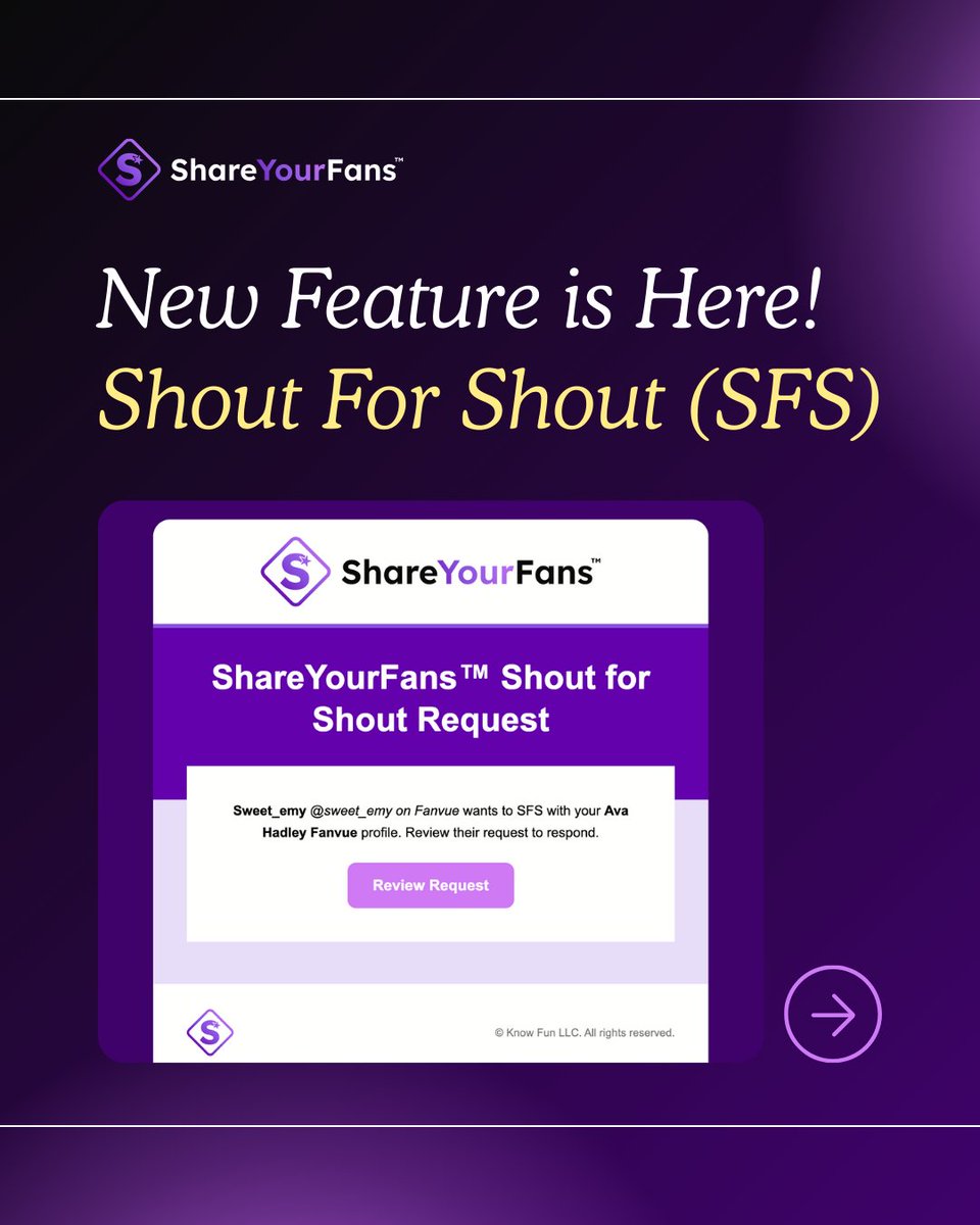 ShareYourFans's tweet photo. Shout for Shout (SFS) has always been one of the first ways creators collaborate — but until now, it’s mostly lived in social media DMs, guesswork, and crossed fingers 🤞 https://t.co/bDkHKvALOu