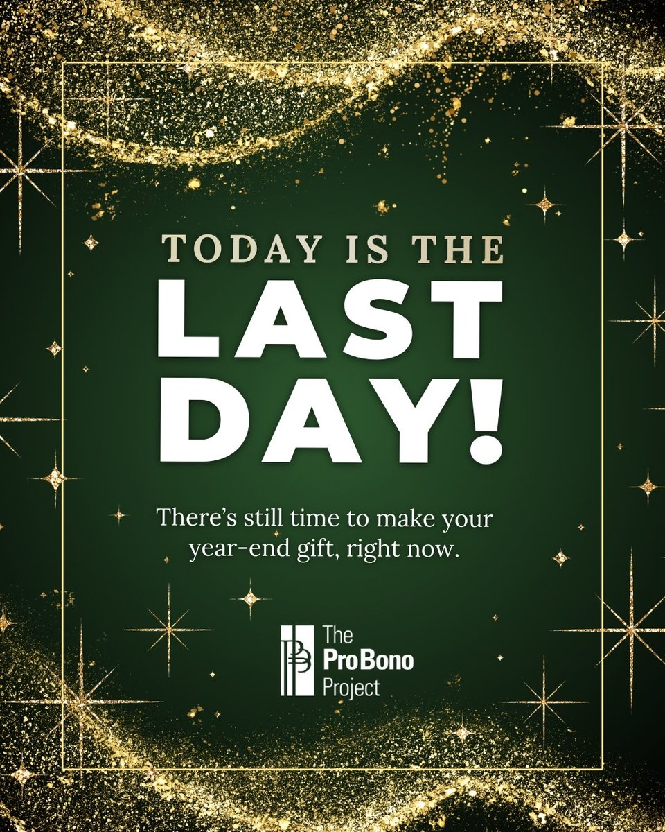 LAST DAY!!!

Help local families start 2026 with stability and safety, and help The Pro Bono Project kick off its 40th year by supporting civil legal aid!

Donate by midnight! bit.ly/3Mo3VHF