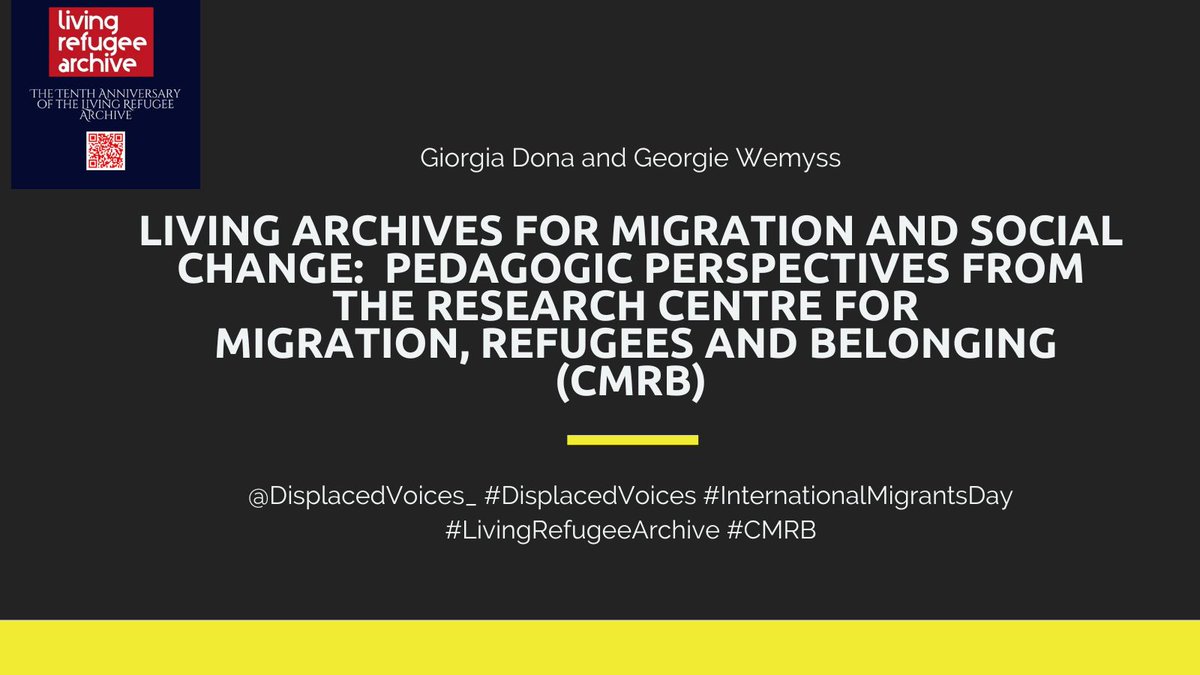 DisplacedVoice_'s tweet image. Special volume of #DisplacedVoices on 10th Anniversary of #LivingRefugeeArchive
Living Archives for Migration &amp;amp; Social Change: Pedagogic perspectives from the research Centre for Migration, Refugees and Belonging
By G Dona and G Wemyss
livingrefugeearchive.org/displaced-voic…