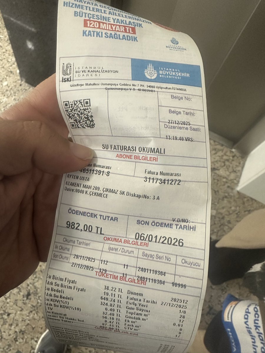 Ekrem İmamoğlu yönetiminde İstanbul’da su faturaları adeta rekor seviyelere ulaştı. Artık birçok hanede su faturaları, elektrik ve doğalgaz giderlerini geride bırakmış durumda!

#Soyuluyorsunİstanbullu