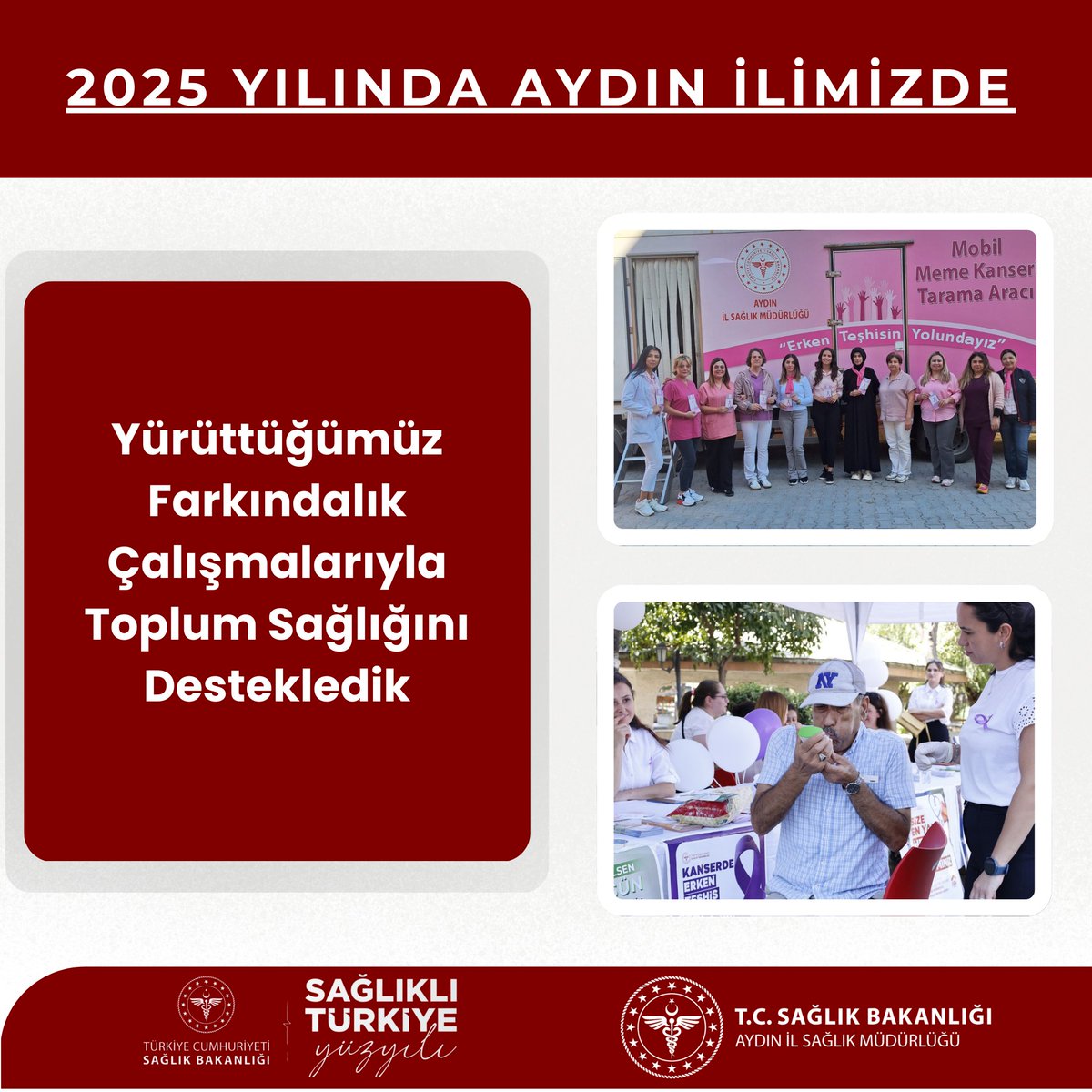 Bu yıl AYDIN’da yürüttüğümüz farkındalık çalışmalarıyla, toplum sağlığını desteklemeye devam ettik.

✅ 20.05.2025–10.07.2025 tarihleri arasında, tütün ürünlerinin kullanımını azaltmak amacıyla yürütülen ‘Sigarayı Bırak, Hayatını Değiştir’ farkındalık kampanyası kapsamında 4.875
