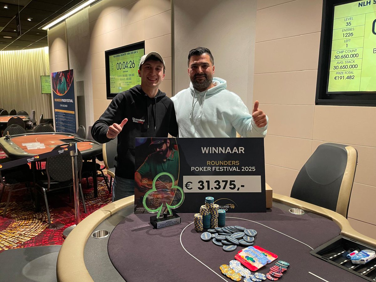 🥈Re-Entry -> €20.917
🏆High-Roller -> €23.891 

A <a href="/hollandcasino/">Holland Casino</a> Rounders Festival to never forget!