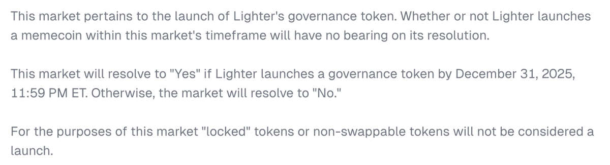 1/
🧵 THREAD — <a href="/predictdotfun/">predict.fun</a> changed market rules after users participated.
Market:
“Will Lighter launch a governance token before 2026?”

This question depends on a precise, industry-defined concept: what constitutes a governance token.
📎 Proof: market screenshot