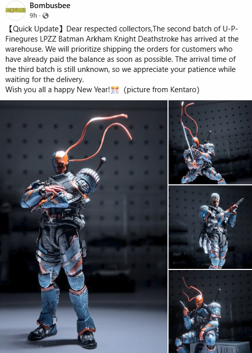 war77el's tweet photo. [ @BombBusBee SUMMARY ]
- Second batch of U-P-Finegures/#LPZZ #Batman #ArkhamKnight #Deathstroke arrived at the warehouse
- Shipping will prioritize customer orders w/ balances as soon as possible
- Arrival time of the 3rd batch still unknown
📷（picture from Kentaro) https://t.co/DgydR7oIfV