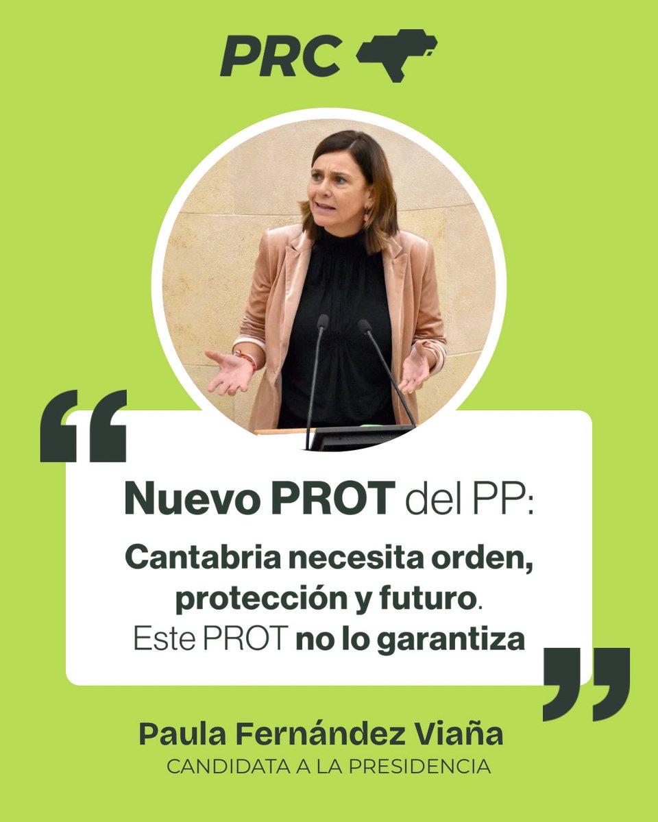 El nuevo PROT del PP no ordena Cantabria:
❌ Debilita la protección del litoral
❌ Genera incertidumbre eólica
❌ Añade confusión administrativa
❌ Apuesta por urbanismo y turismo descontrolados

#CantabriaMereceMas Necesita planificación y futuro, no desregulación.
#PRC
