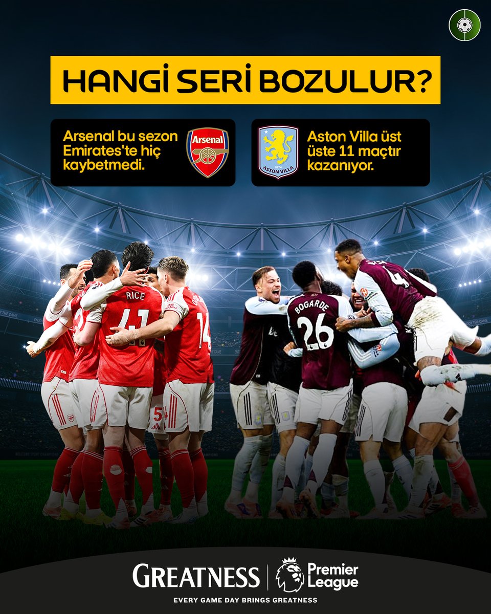 futbolarena's tweet photo. - Aston Villa 11'de 11 yaptı.
- Arsenal bu sezon Emirates'te hiç kaybetmedi.
- Bu gece hangi seri bozulur?
#greatnes https://t.co/iHjbUGMNBd
