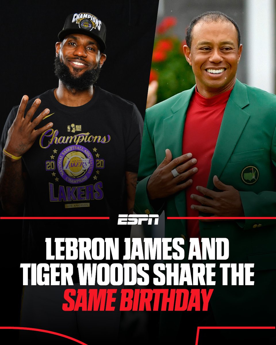 SportsCenter's tweet image. Two of the best to ever do it 🤩

🏀 LeBron James turns 41 today
⛳️ Tiger Woods turns 50 today