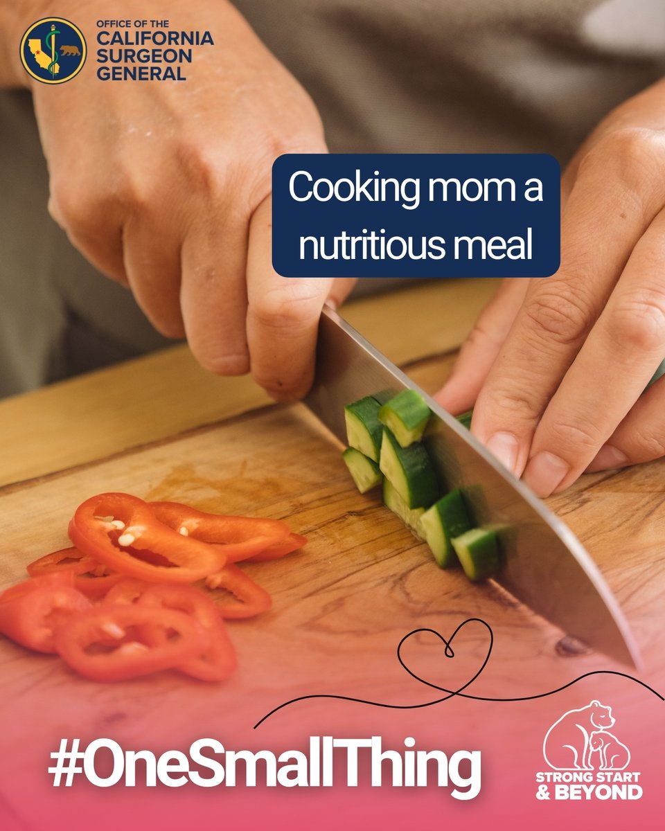 CA_OSG's tweet image. Simple, meaningful gestures can help a new, #postpartum mom feel seen &amp;amp; supported. What's your #OneSmallThing?

Find ways to help a new mom in your life at OneSmallThingCA.org. 👩🏻‍🍼 #StrongStartAndBeyond #MaternalHealth