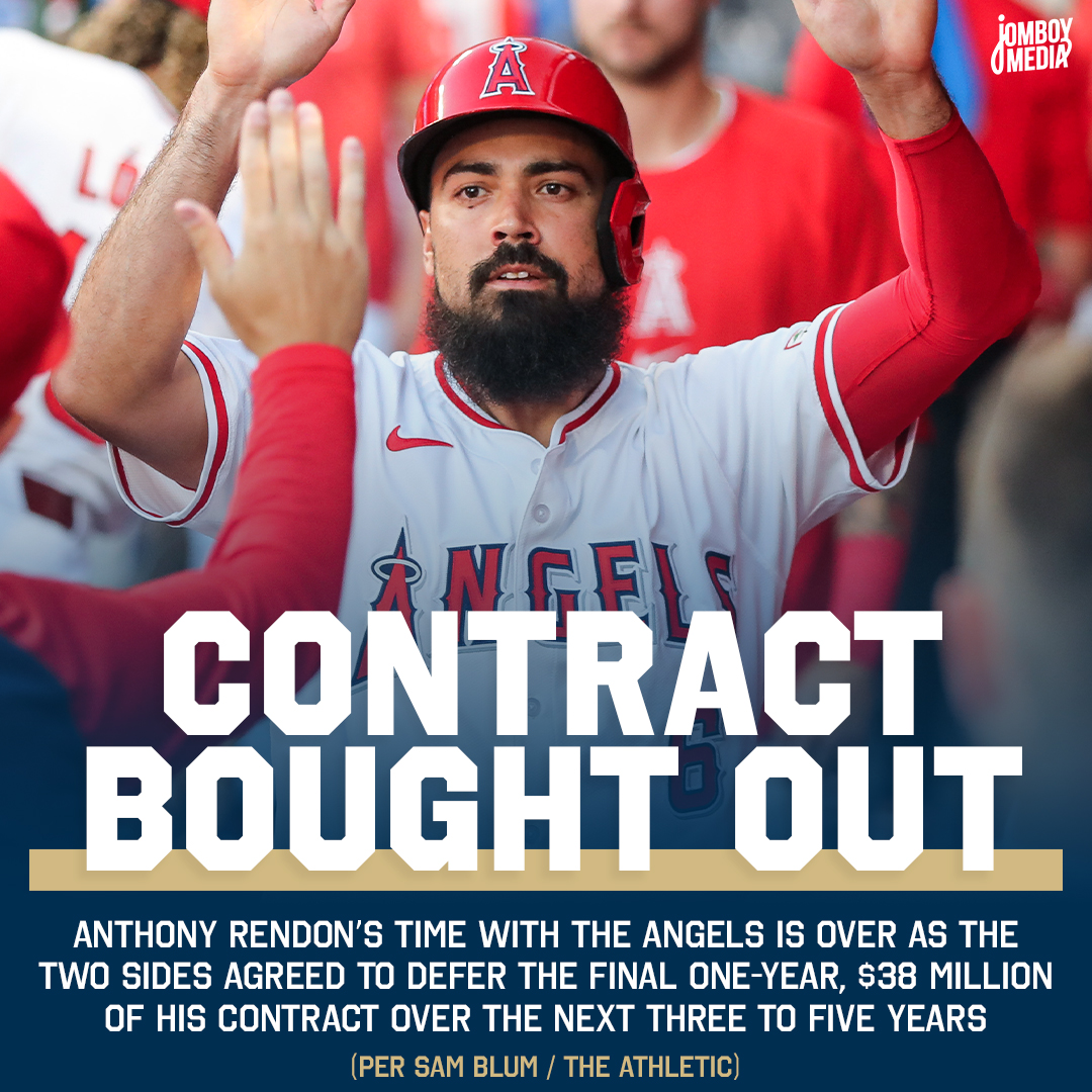 TalkinBaseball_'s tweet image. Anthony Rendon's time with the Angels is officially over as the two sides have agreed to a contract buyout

The Angels immediately have more money to spend this offseason as the final one-year, $38 million of Rendon's deal will now be deferred over the next three to five years