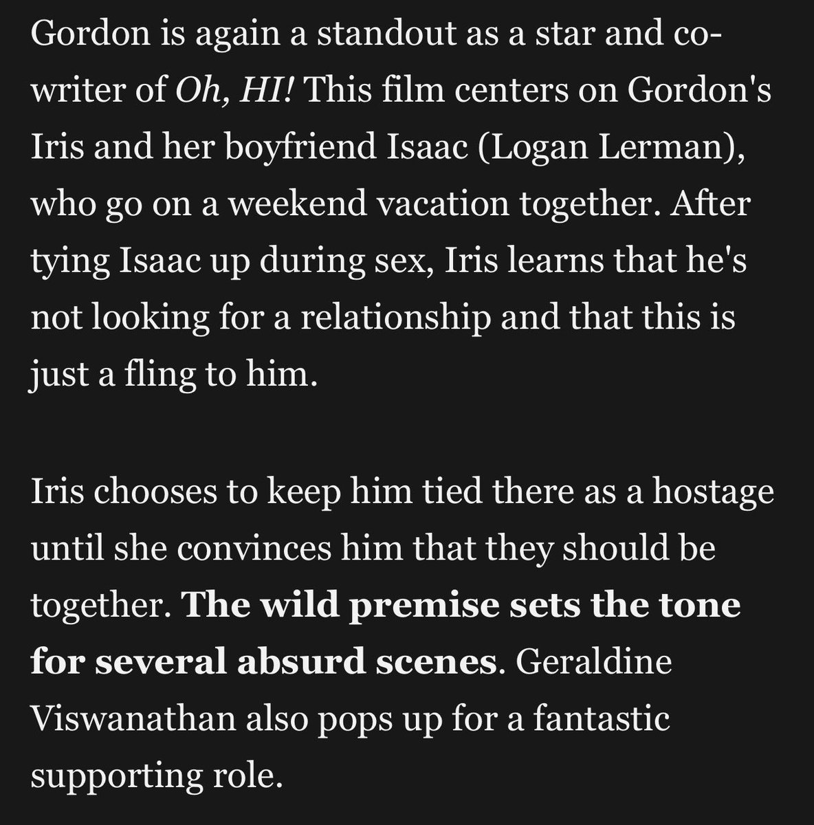SurgeRatesFucko's tweet photo. Screen Rant lists Sophie Brook’s Oh, Hi! starring Molly Gordon and Geraldine Viswanathan as one of the best comedy films of 2025! https://t.co/rl0XjKC2HN