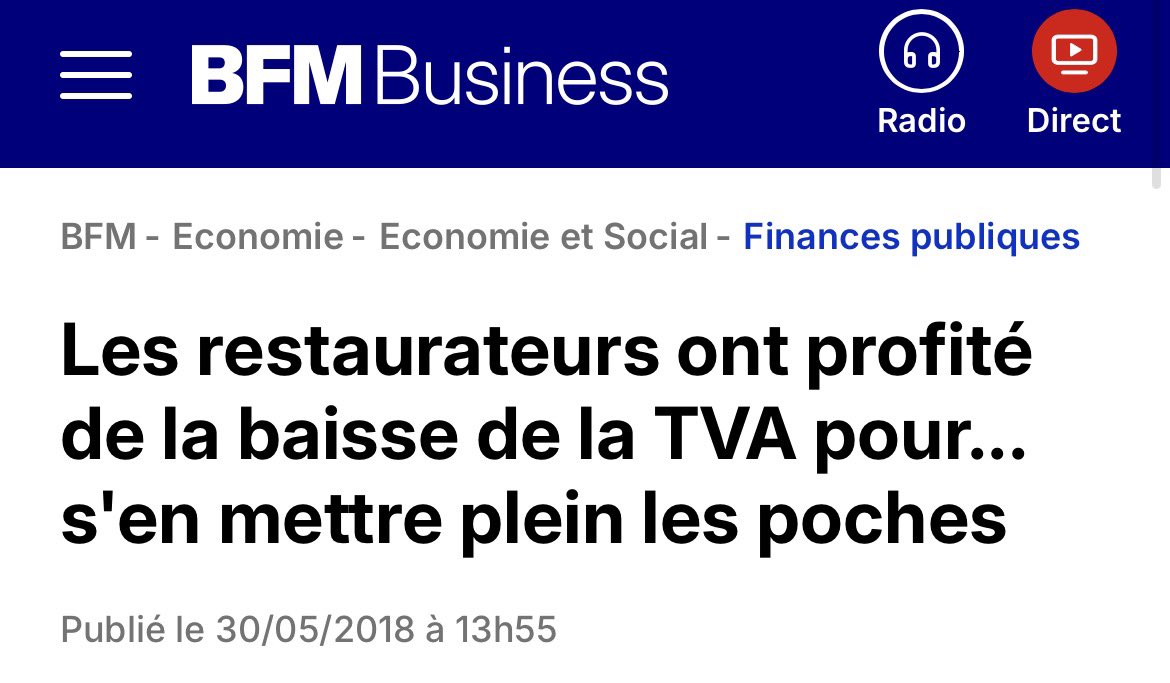 PanettonePazzo's tweet image. La dernière fois que la TVA est passée de 19,6 à 5,5% (sur un cadeau de Sarkozy à la profession) les restaurateurs s’étaient engagés à en faire profiter les clients.
Et on sait ce qu’il en est advenu.
Commencez par arrêter les prix prohibitifs et réduire vos menus par exemple