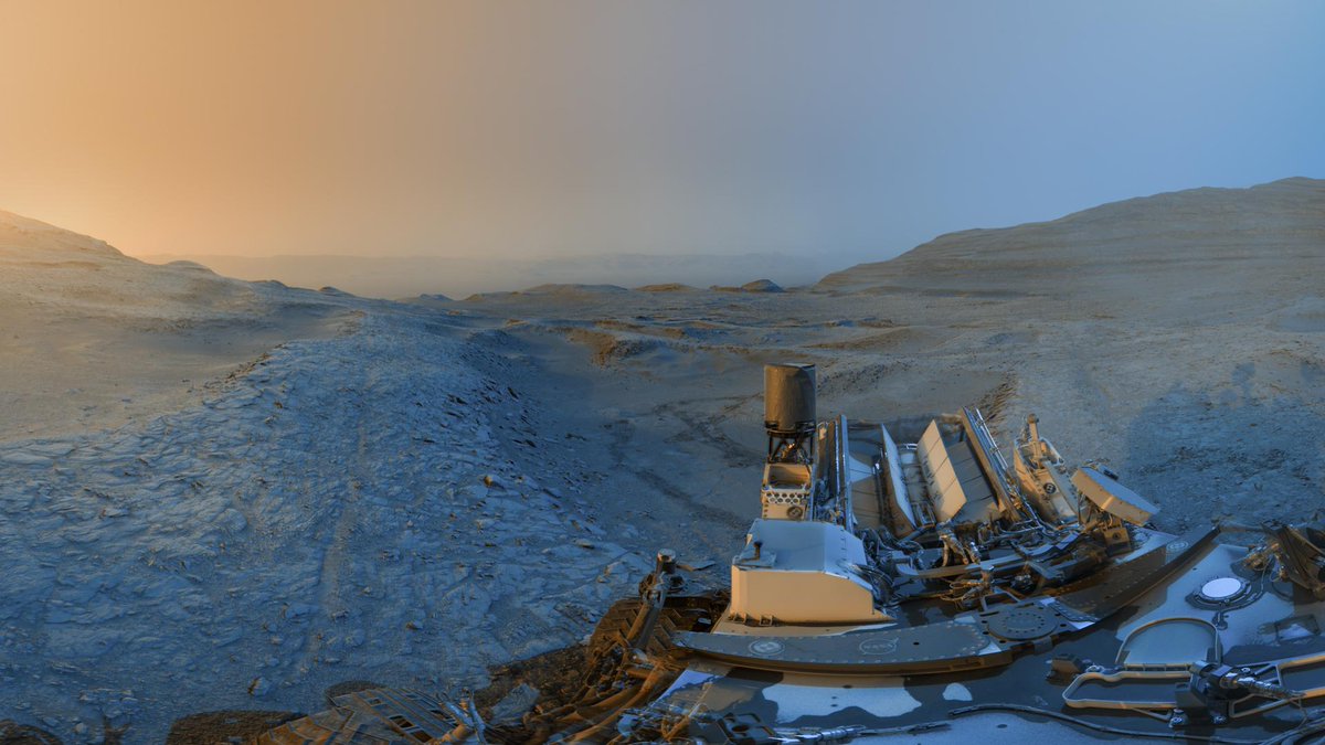 Swiftly flow the days: As we approach the end of one year and the beginning of another on Earth, the Curiosity rover paused to send a postcard from Mars. The image combines one panorama taken after sunrise and another taken before sunset.
