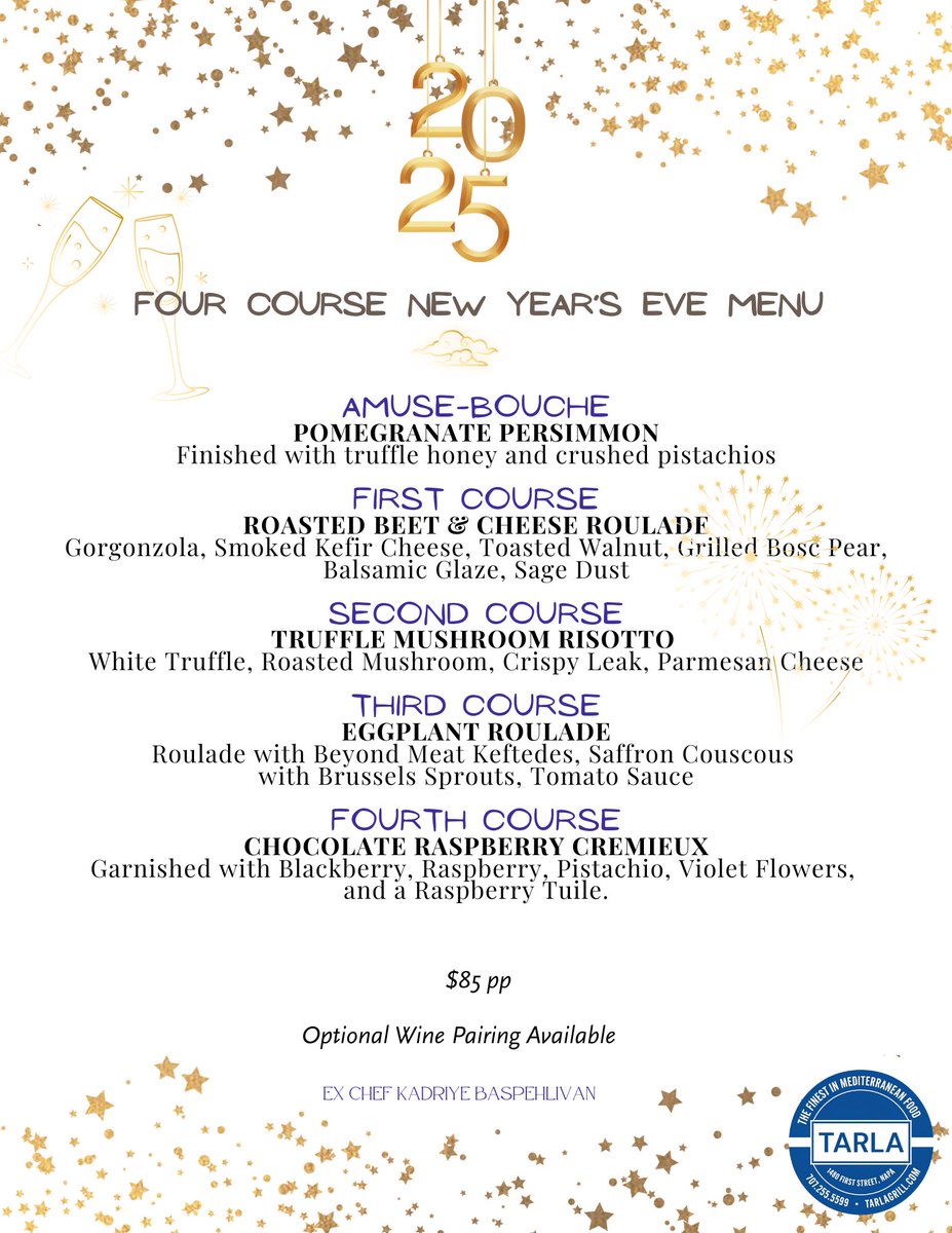 Our NEW YEAR’S EVE menu is ready to make your night unforgettable 🥳🎉
Special dishes, festive flavors, and veg options too. 

Reserve your table for December 31st! 🥂