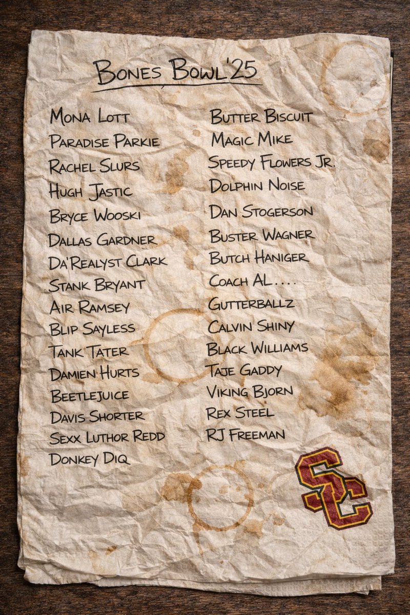 RoadDogs_'s tweet photo. Introducing your USC Trojans 

#RDFLBonesBowl ✌️🦴 https://t.co/fG9pCxsqcm