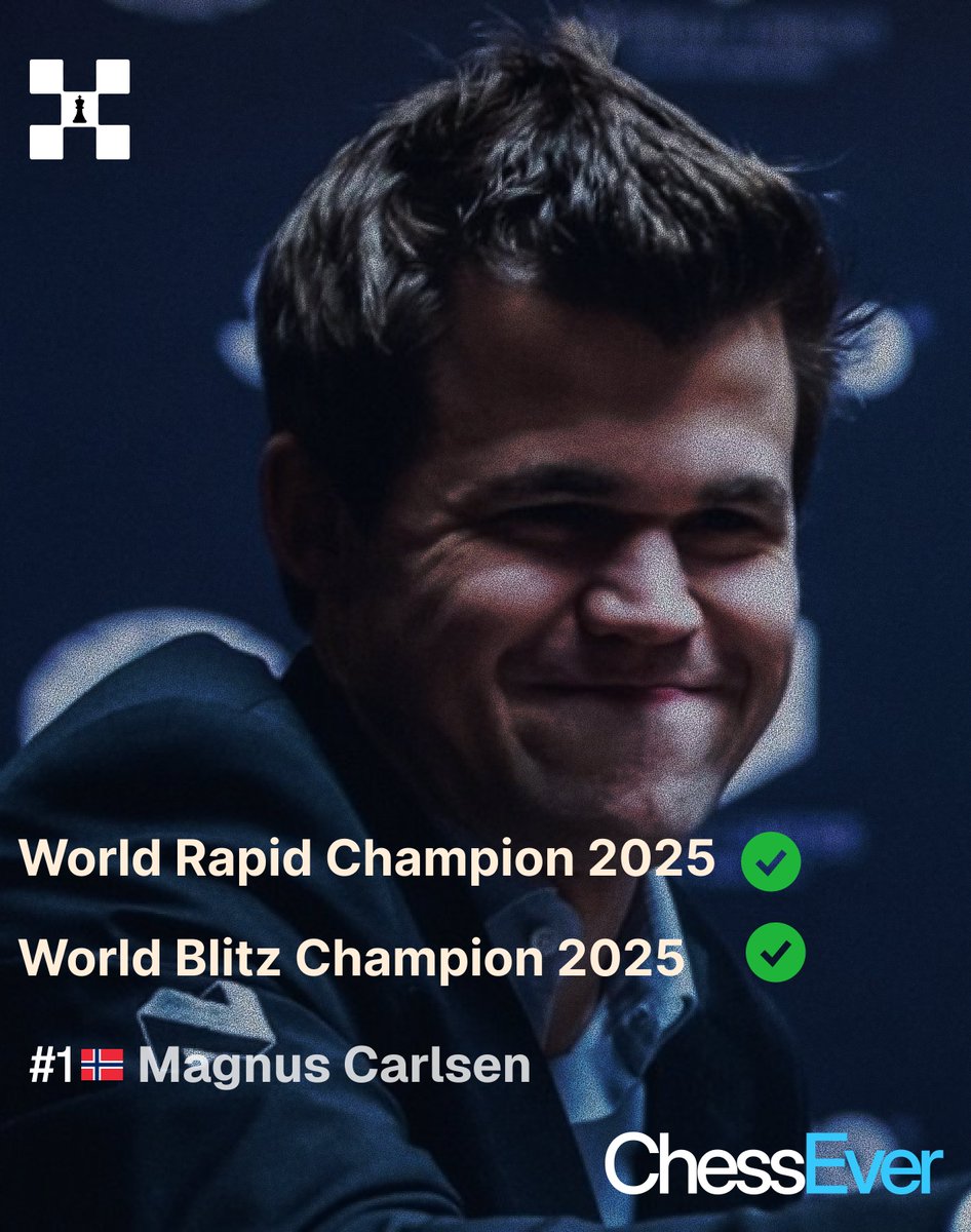 The FIDE World Rapid and Blitz Championship has come to an end. And Magnus shows the stuff of champions, despite having a rough patch in the blitz section, somehow he managed to steal the whole show! 
#FIDEWorldRapid2025