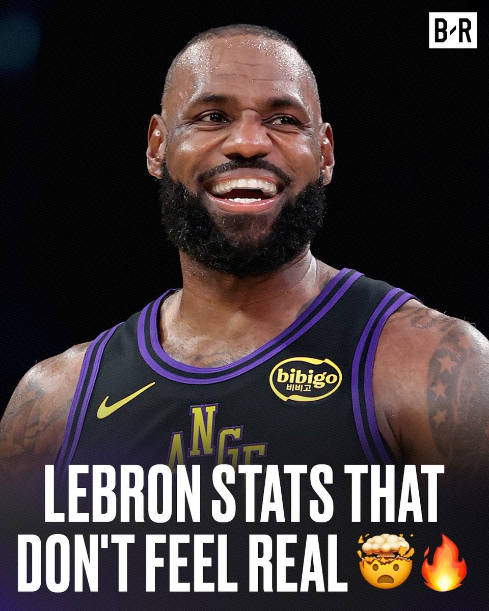 BleacherReport's tweet image. These LeBron stats are WILD 🤯

👑 Played against 35% of NBA players EVER
👑 Played in 12.8% of NBA Finals Series in HISTORY
👑 Scored 40+ against EVERY NBA team
👑 More playoff wins than 21 NBA franchises
👑 Scored 10+ PTS every game for almost 19 YEARS
👑 Top 2 in MVP voting in…