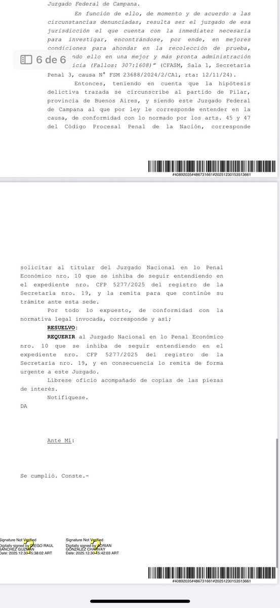 gabrieliezzi's tweet image. 🚨🚨RESOLUCIÓN JUZGADO FEDERAL CAMPANA/ causa Luciano Pantano y otros / resolución inhibitoria del Juzgado Federal de Campana (FSM 63507/2025, “N.N. s/ Infracción art. 303 – Solicitante: Pantano, Luciano Nicolás”).  

👉Luciano Nicolás Pantano (con su abogado Dr. Mariano Morán)…