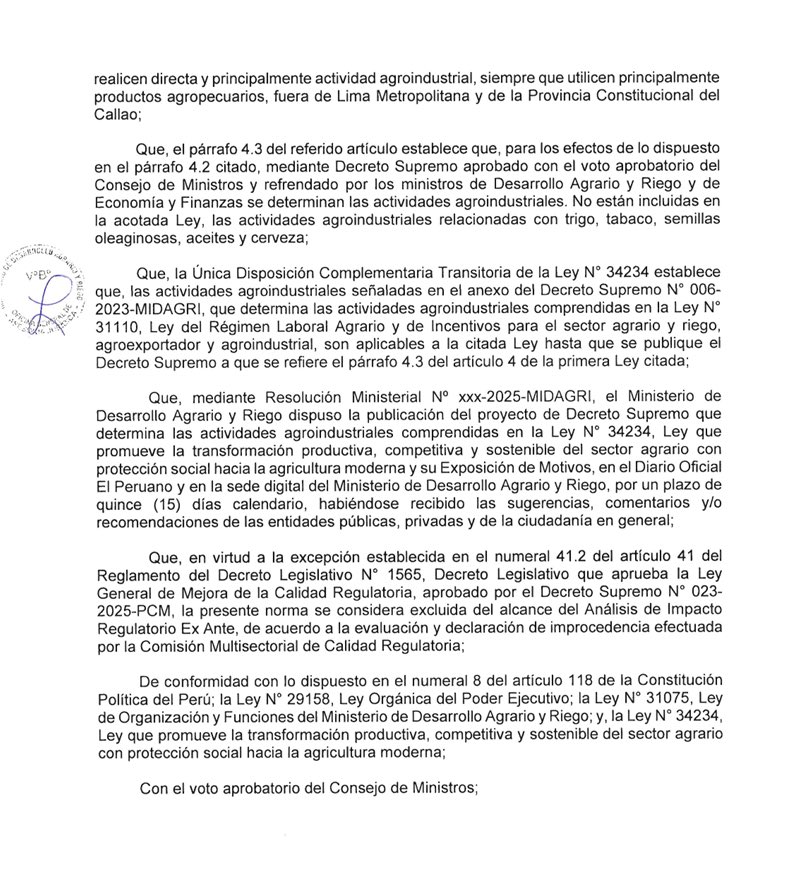 #Urgente Gobierno de José Jerí propone modificar la nueva Ley Agraria. Así el impuesto a la renta reducido de 15% no solo aplicará a la agroexportación sino también a la industria de alimentos: grupos como Romero y Gloria estarán dentro de los beneficiados. ✍️ <a href="/Jackeline_CI/">Jackeline Cárdenas</a> 🧵