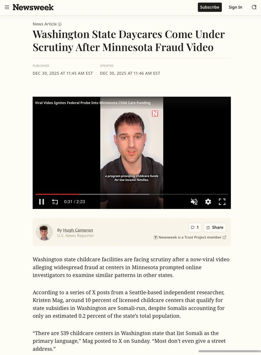 kristenmag's tweet image. It was @nickshirleyy’s viral video that inspired me to start looking into WA childcare centers. And now here I am suddenly in a Newsweek article with him!

Thanks so much for your work, Nick. This is wild.
