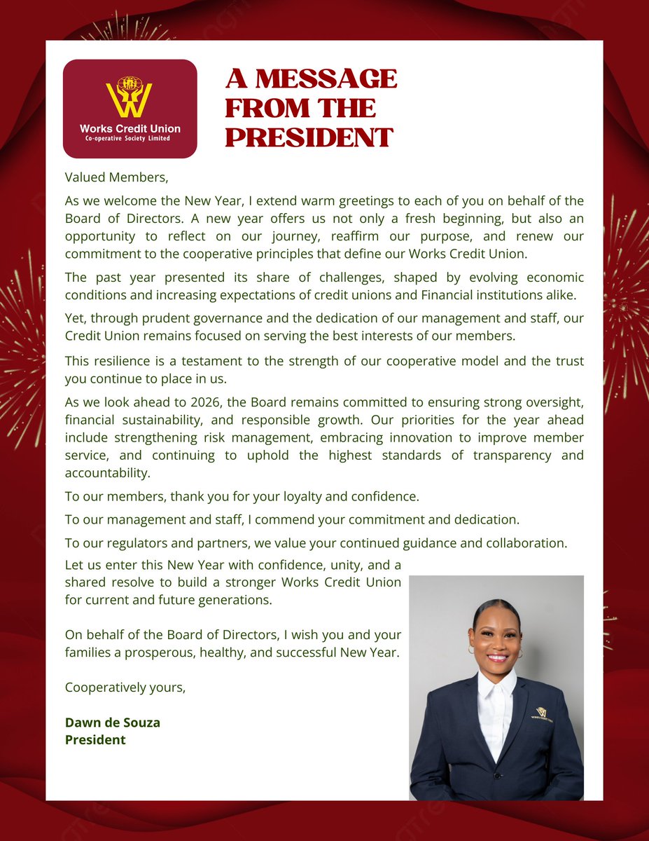 Workscu's tweet photo. A message from the President
View official notice here: https://t.co/qe2zlZZPu2 https://t.co/G6m2iJTug1