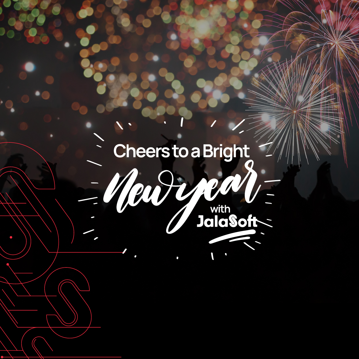 As we wrap up 2025, everyone at #Jalasoft wants to wish you a New Year full of new opportunities, growth, and great things ahead. 🎇 

🥂 Here’s to fresh starts, new challenges, and continued innovation. Wishing you a year filled with joy, progress, and goals coming to life!