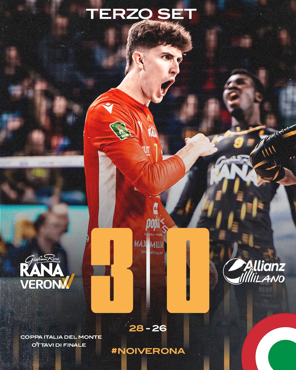📣 TERZO SET

Verona va 3 a 0 e chiude il match!

#RanaVerona #VeronaVolley #NoiVerona #Volley #Volleyball